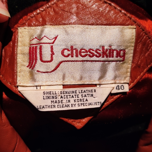 Vintage CHESS KING leather jacket/blazer lined with pockets - Sz 40 - Picture 9 of 16